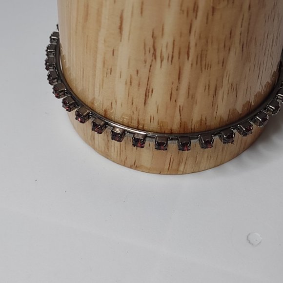 Large Dark Bangle With Purple Plastic Stones - Picture 4 of 7